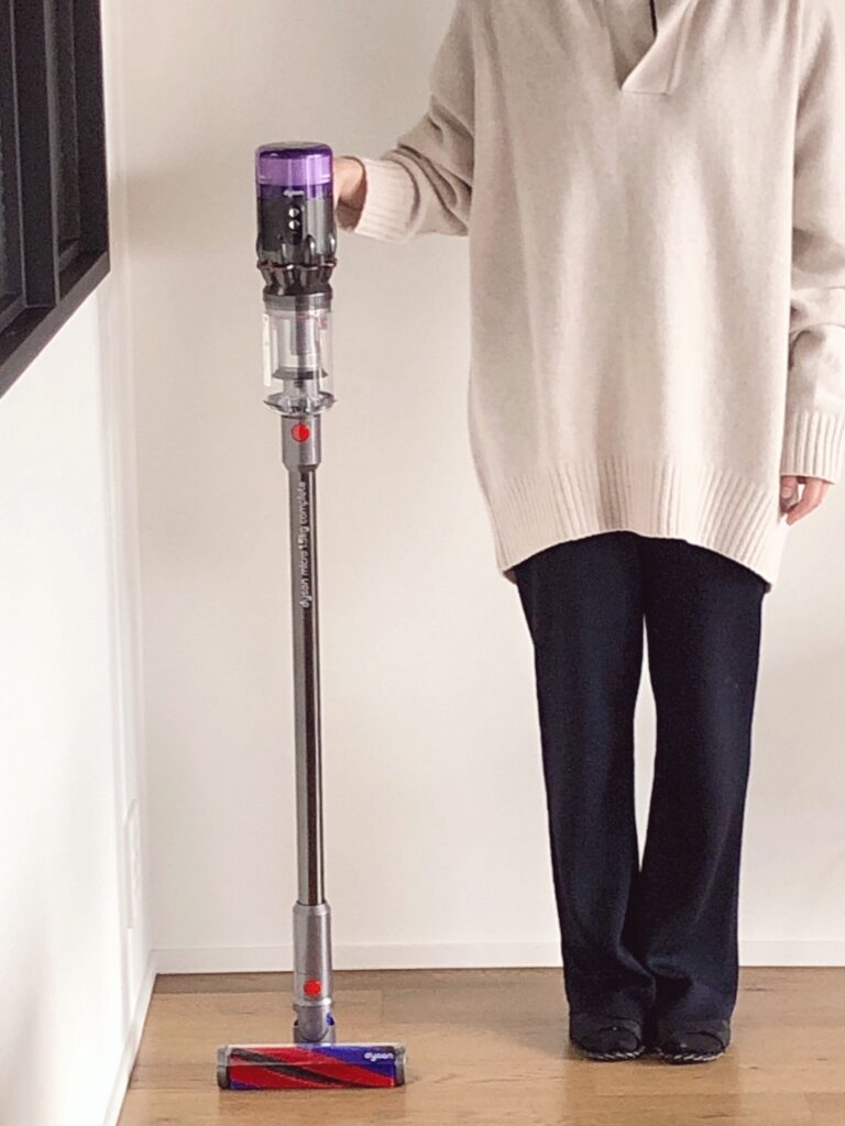 ダイソンマイクロ1.5を持つ女性